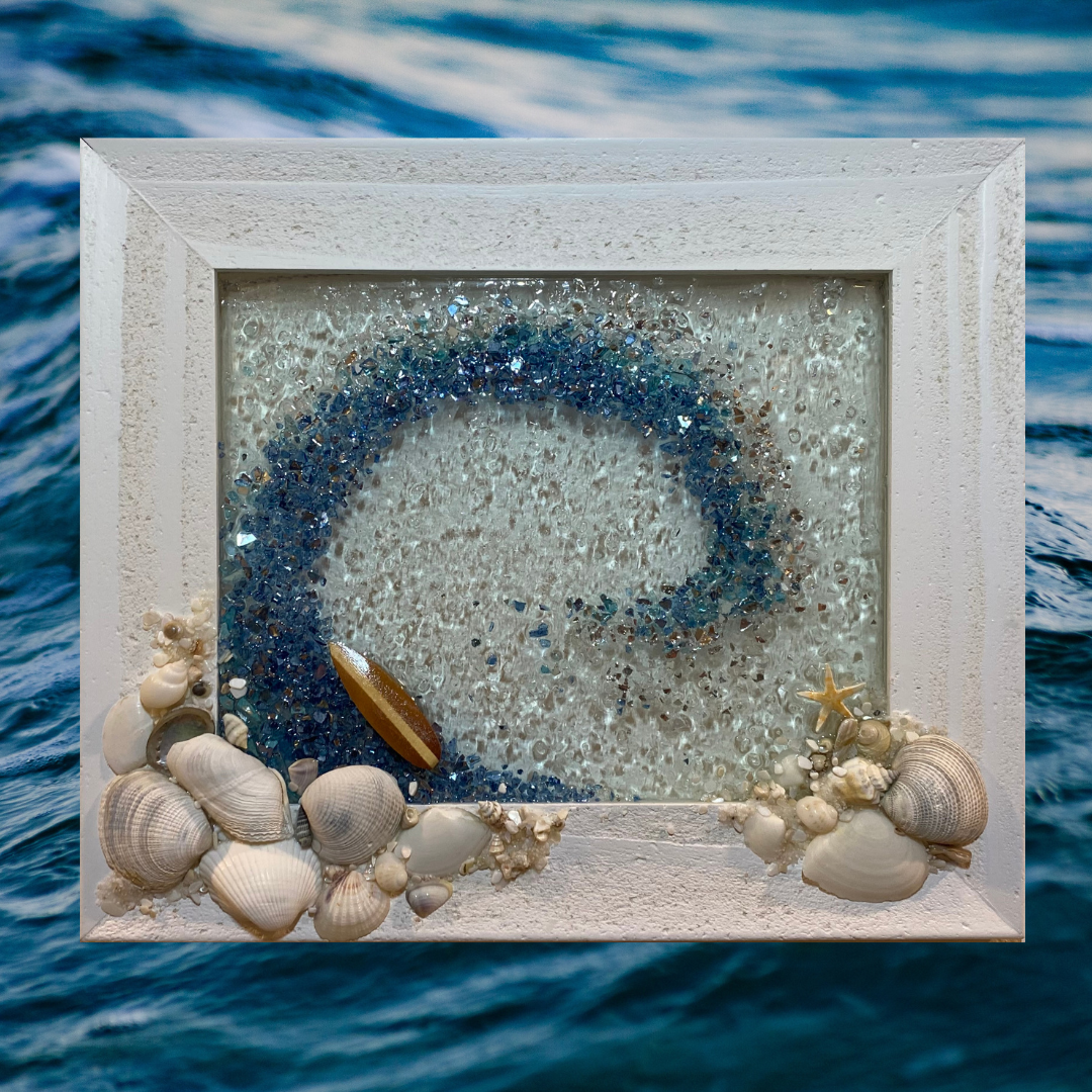 Large Blue Wave with Surfboard 1